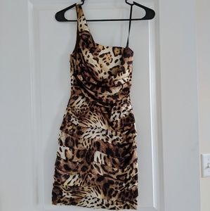 Cheetah print one-shoulder dress